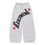 Vintage Letter Print Baggy Sweatpants
