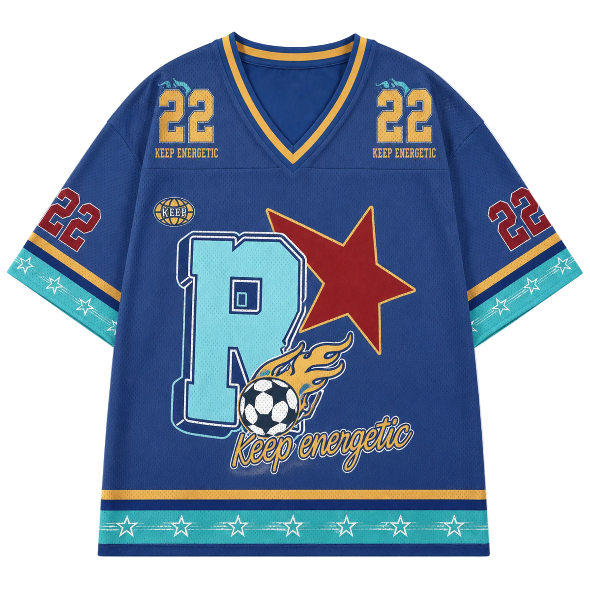 Vintage Mesh Football Print Jersey Tee