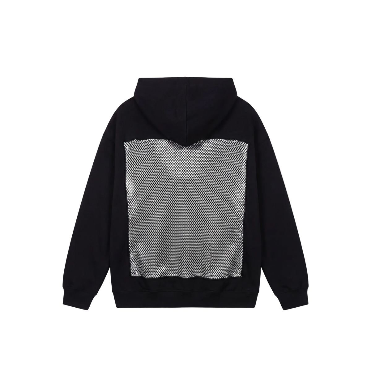 Women Hollow Back Mesh Hooded Sweatshirt