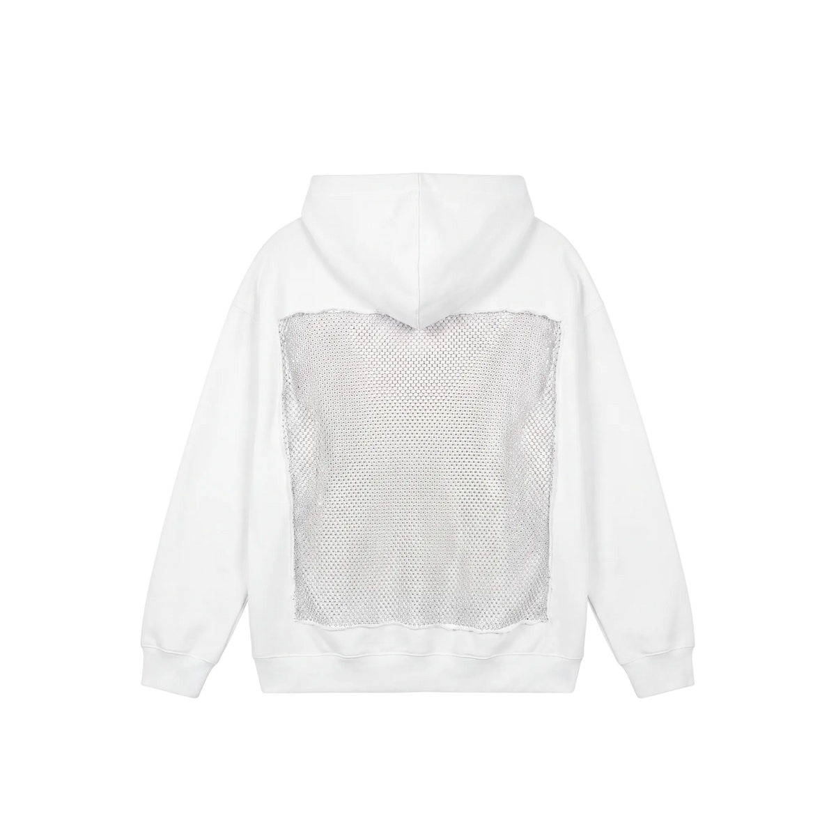 Women Hollow Back Mesh Hooded Sweatshirt