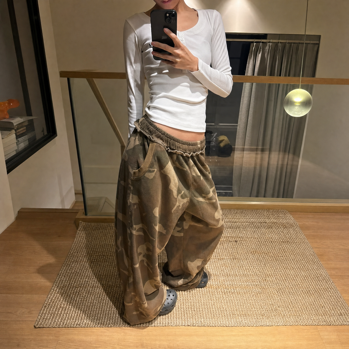 Women Mesh Tie Dye Elastic Streetwear Pants