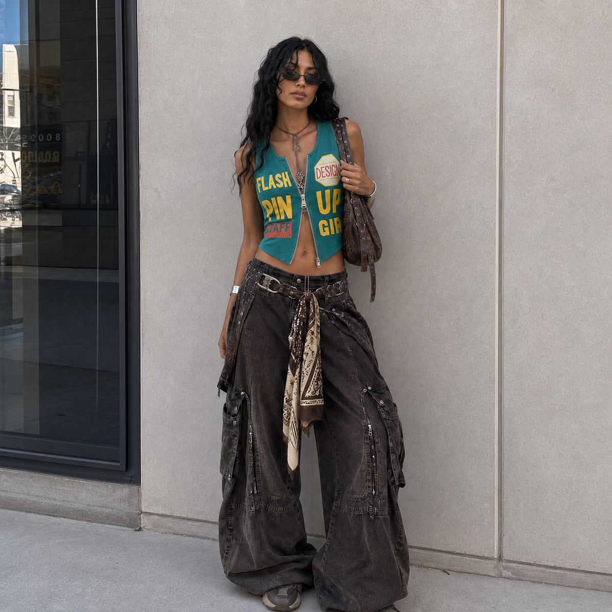 Y2K Letter Print Crop Vest Top