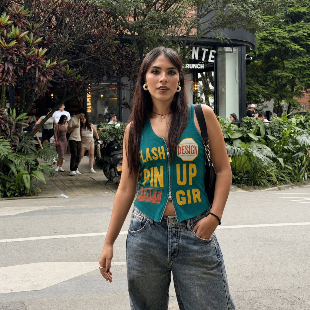 Y2K Letter Print Crop Vest Top