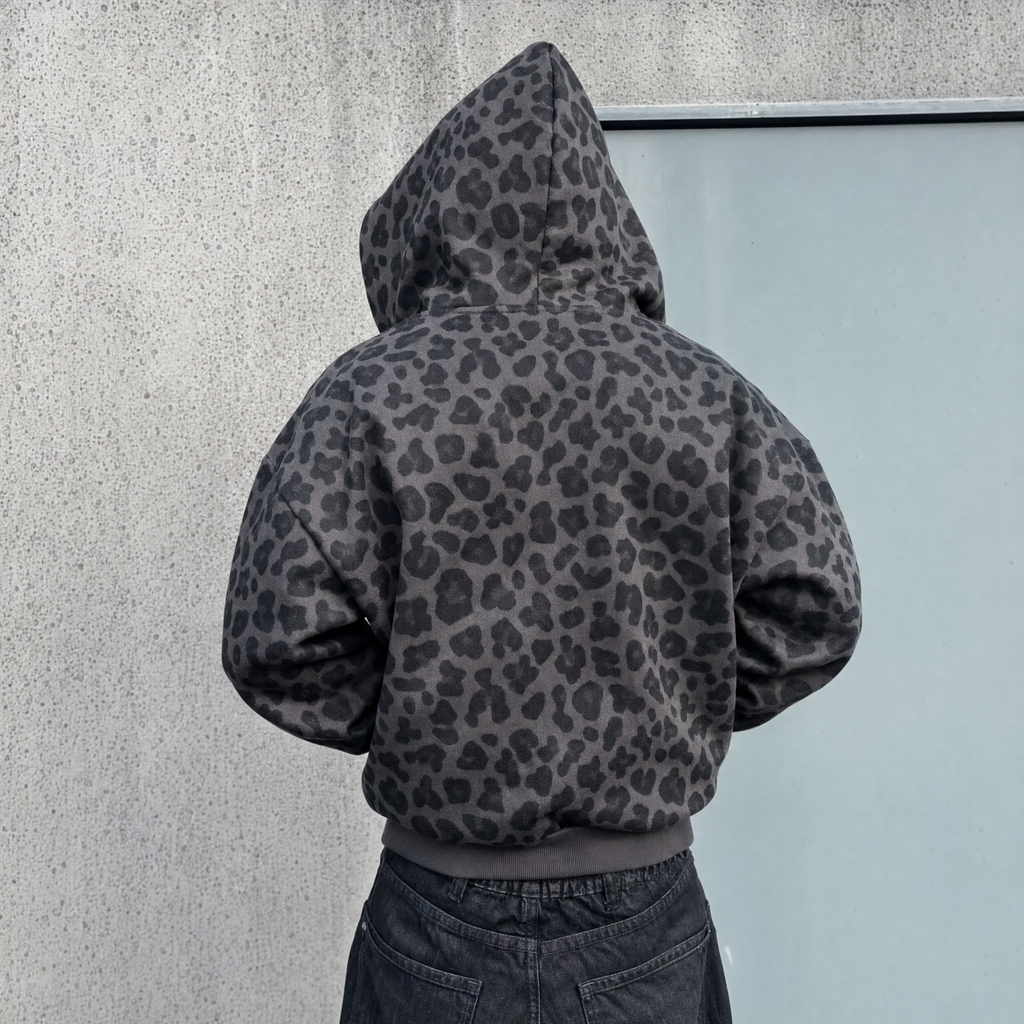 Y2K Zip Up Cheetah Hoodie