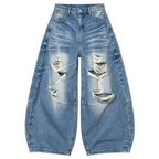 Grunge Blue Baggy Ripped Jeans