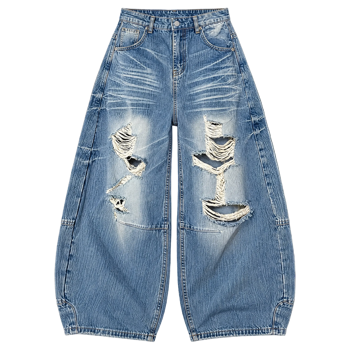 Grunge Blue Baggy Ripped Jeans