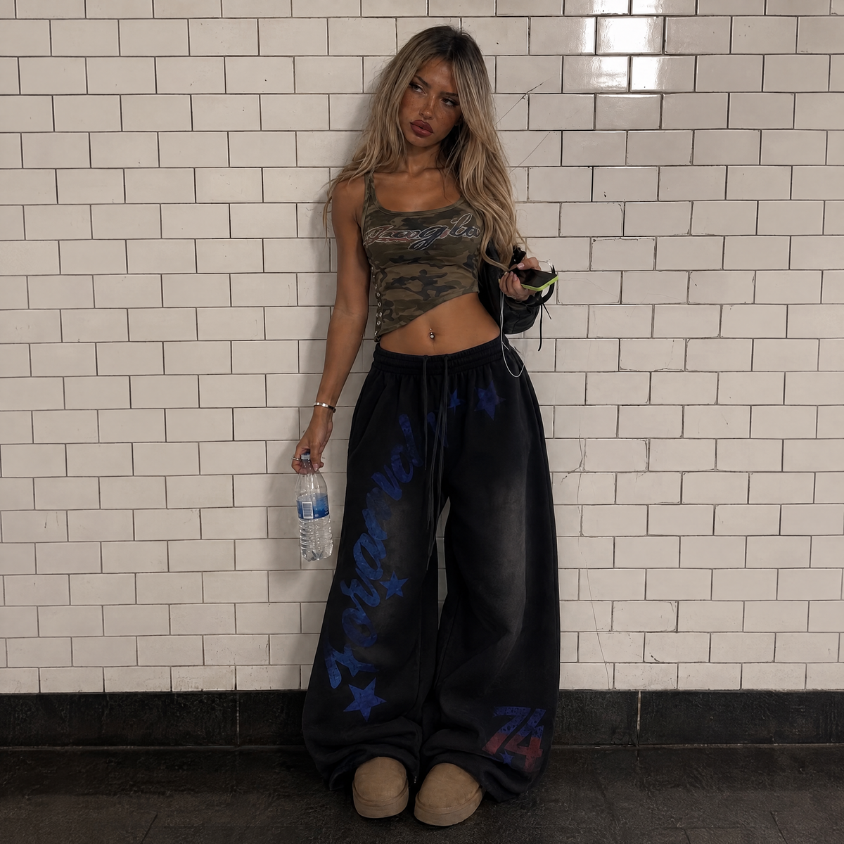 Vintage Star 74 Drawstring Wide-Leg Pants
