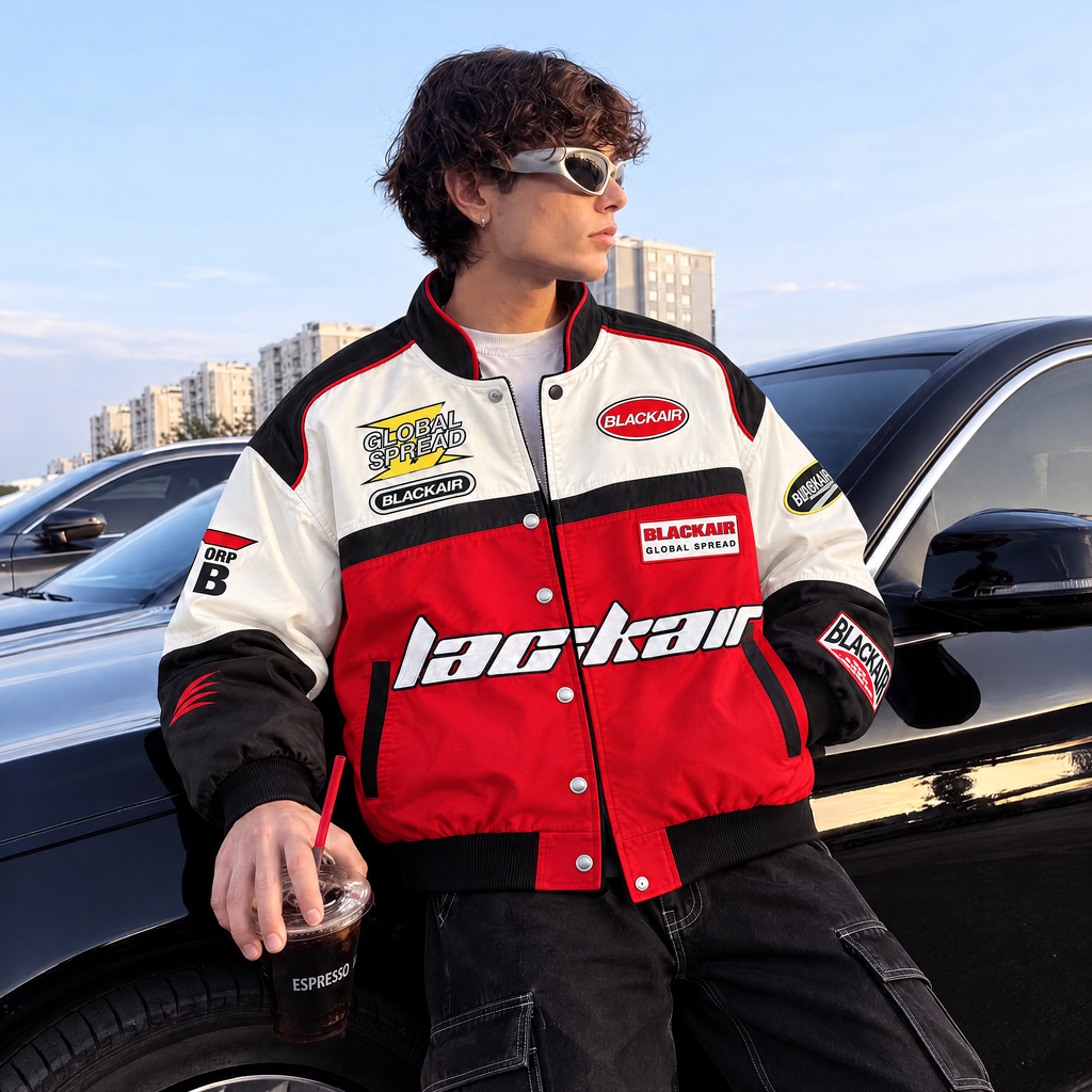 Street Style Printed Motorcycle Biker Jacket