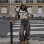 Y2K Mexico Print Slim-Fit Cropped Baby Tee