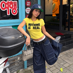 Nothing Is Real Letter Print Fitted Short-Sleeve Tee