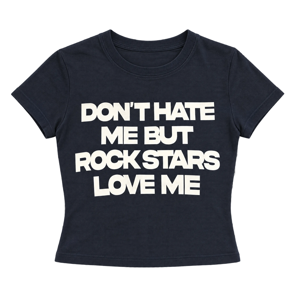 Don't Hate Me Graphic Print Cropped Baby Tee