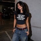 Don't Hate Me Graphic Print Cropped Baby Tee