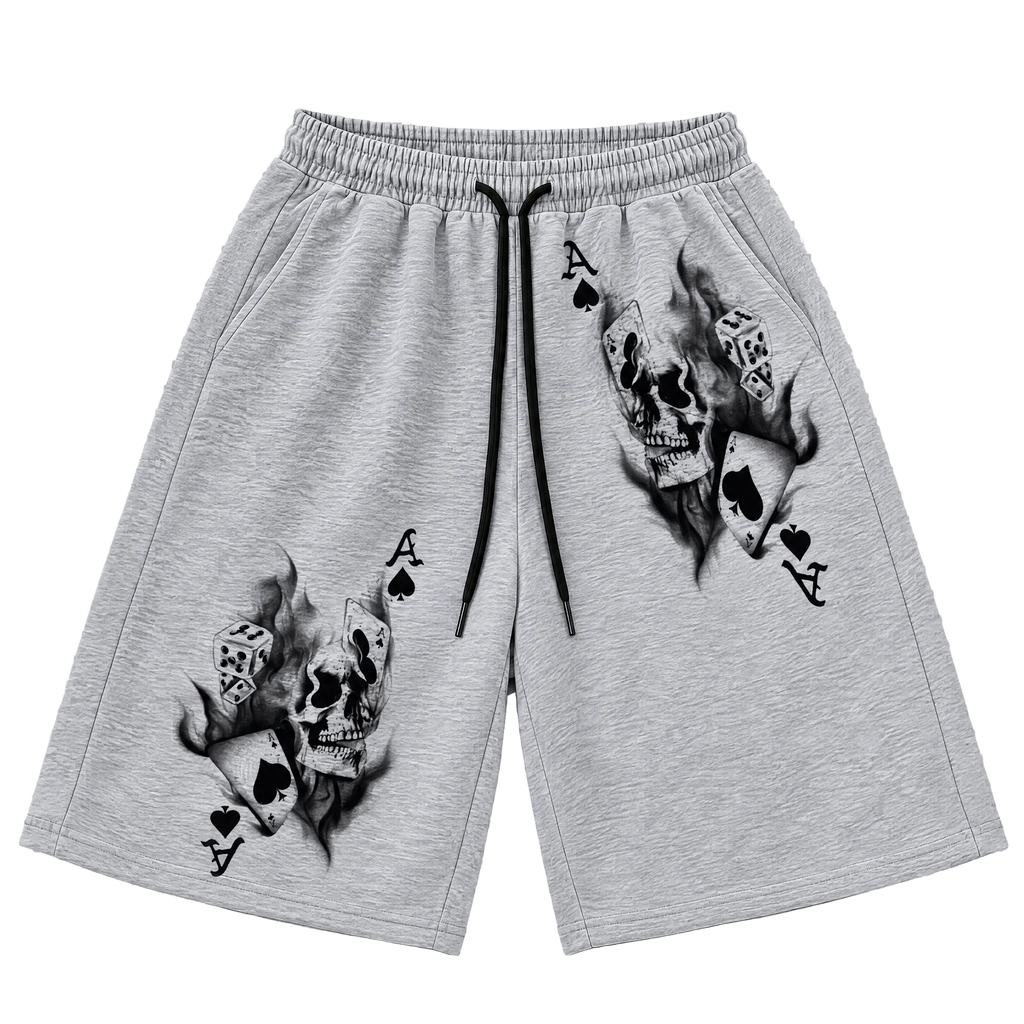 Skull Print Loose-Fit Capri Shorts