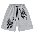 Skull Print Loose-Fit Capri Shorts