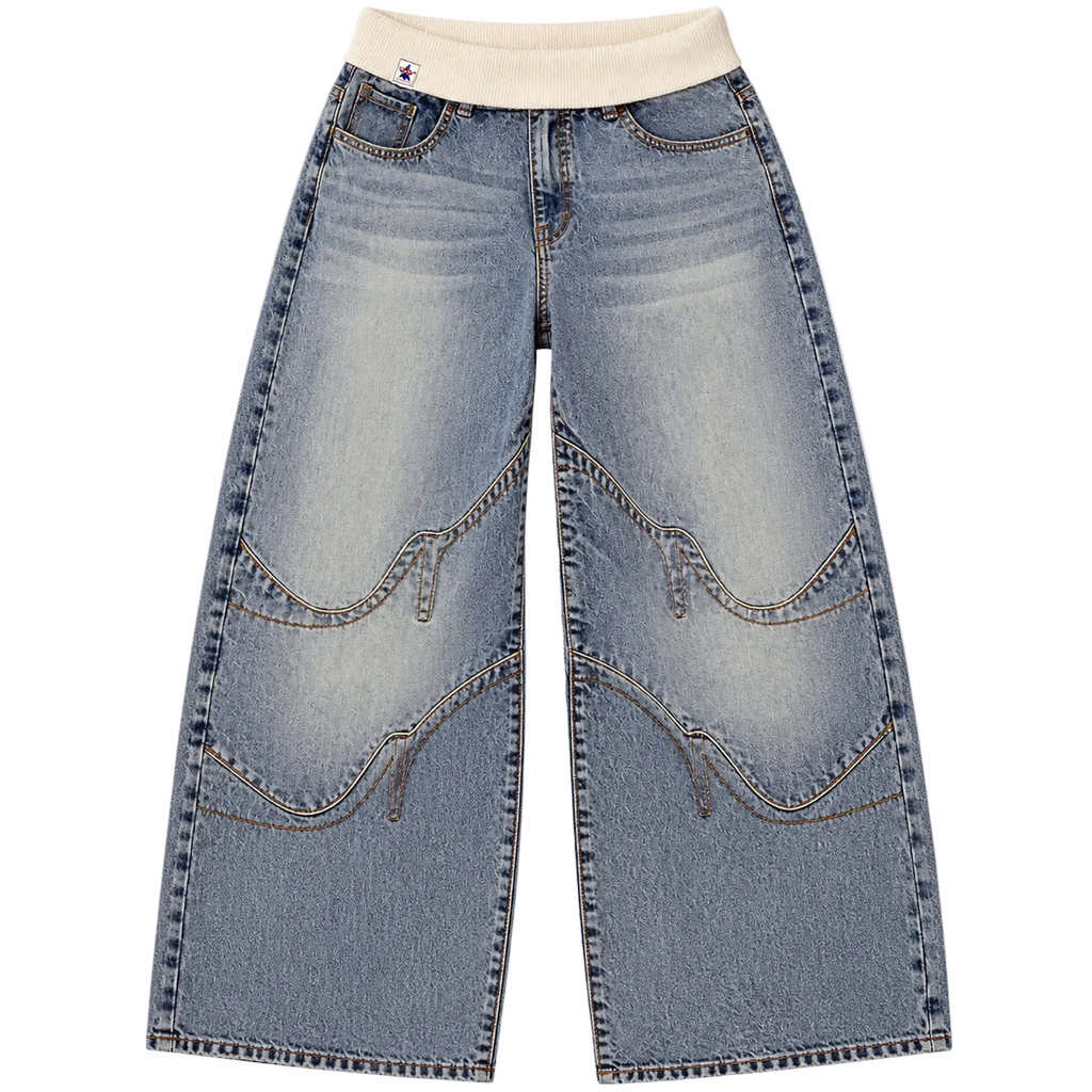 Baggy Low-Rise Ribbed Jeans