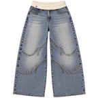 Baggy Low-Rise Ribbed Jeans