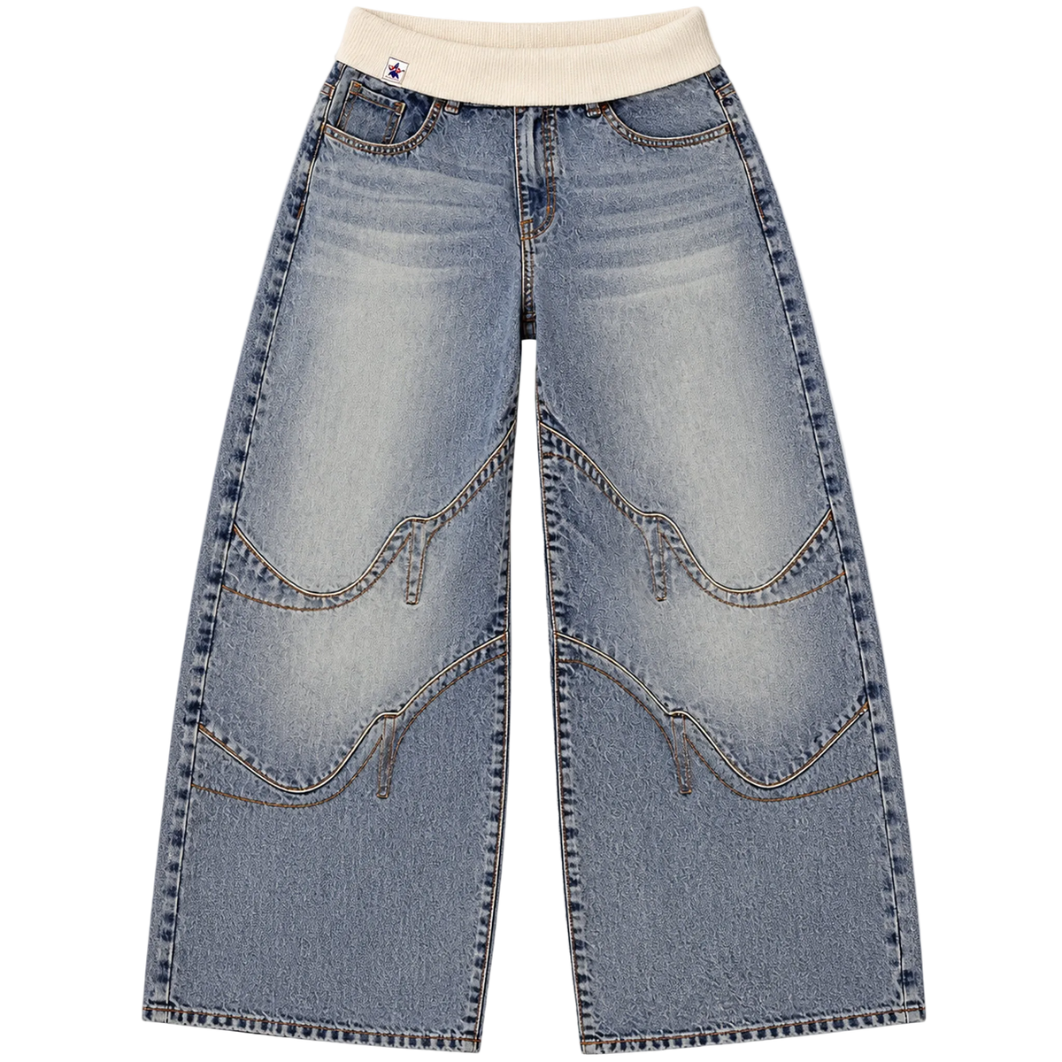 Baggy Low-Rise Ribbed Jeans